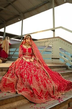 Pakistani Bridal Dress Heavily Embellished Red Lehenga Choli 11 Pakistani Bridal Dress Heavily Embellished Red Lehenga Choli -LuxPak Bridal Studio Store Pakistani Dress Heavily Embellished Red Lehenga Choli