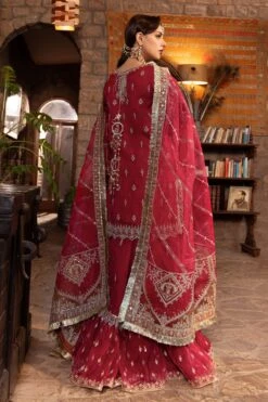 Pakistani Bridal Dress Red Bridal Sharara And Short Shirt 13 Pakistani Bridal Dress Red Bridal Sharara And Short Shirt -LuxPak Bridal Studio Store Pakistani Dress Red Bridal Sharara and Shirt