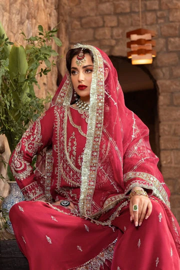 Pakistani Bridal Dress Red Bridal Sharara And Short Shirt 6 Pakistani Bridal Dress Red Bridal Sharara And Short Shirt - Image 4