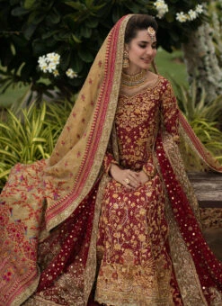 Pakistani Bridal Red Lehenga Dress For Wedding Wear -LuxPak Bridal Studio Store Pakistani Red Lehenga Dress for Wedding Wear