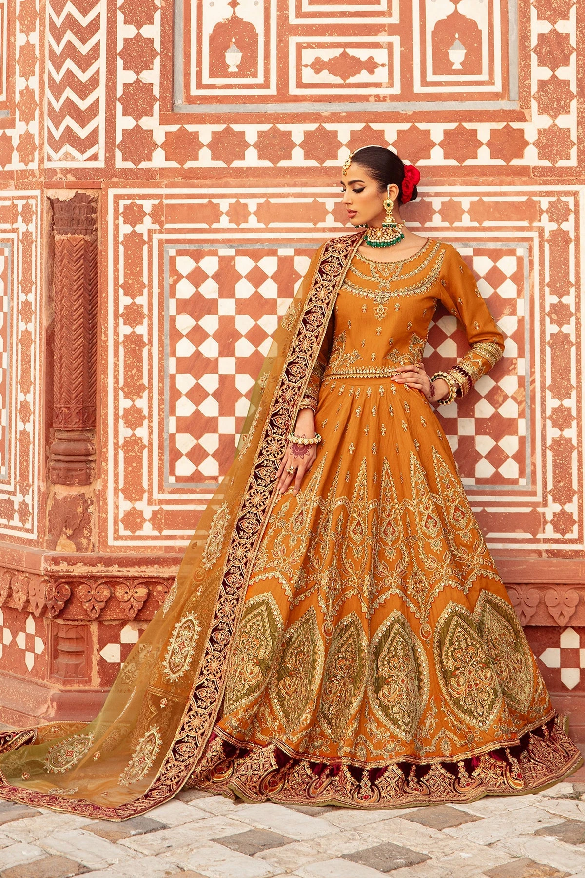 Pakistani Bridal Dress Mustard Choli With Lehenga Bridal Wear 4 Pakistani Bridal Dress Mustard Choli With Lehenga Bridal Wear - Image 2