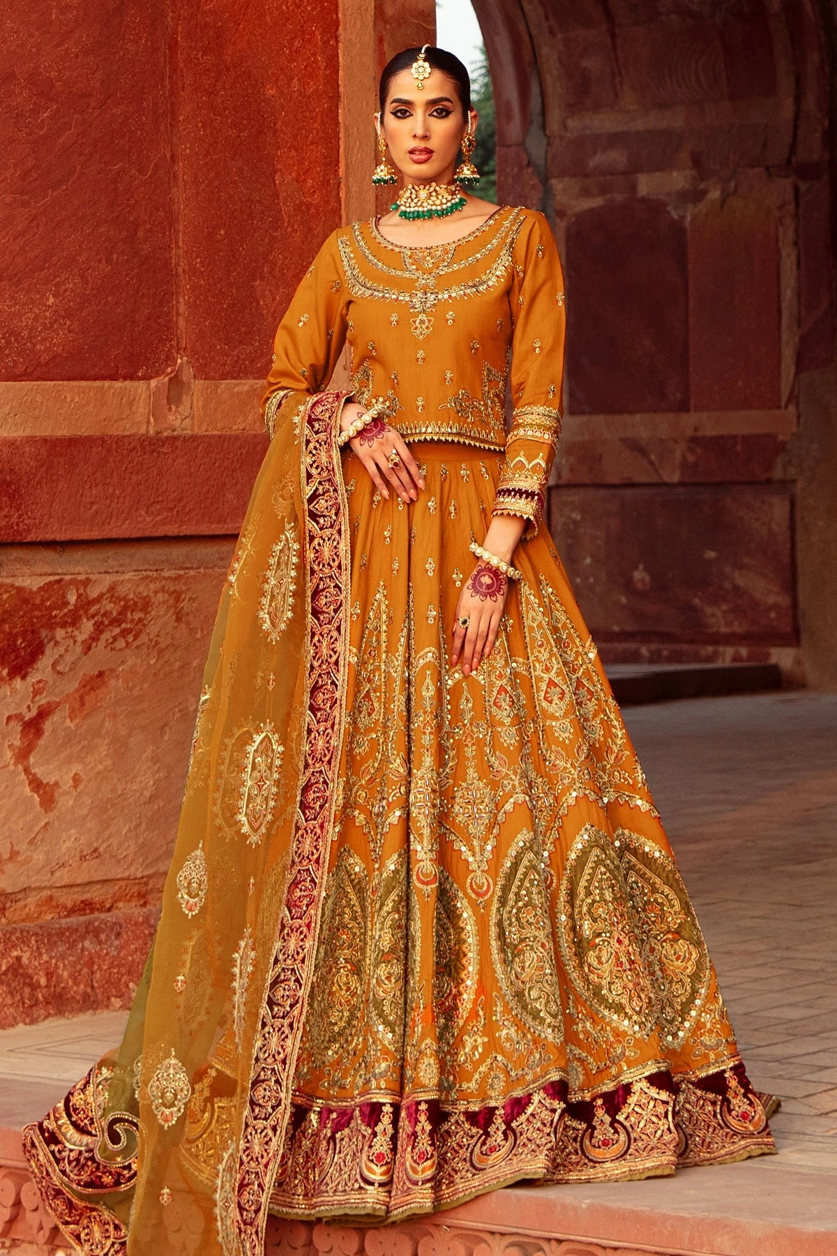 Pakistani Bridal Dress Mustard Choli With Lehenga Bridal Wear 3 Pakistani Bridal Dress Mustard Choli With Lehenga Bridal Wear