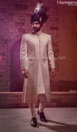 Classy Pakistani Clothes Men Sherwani With Turban #GN39