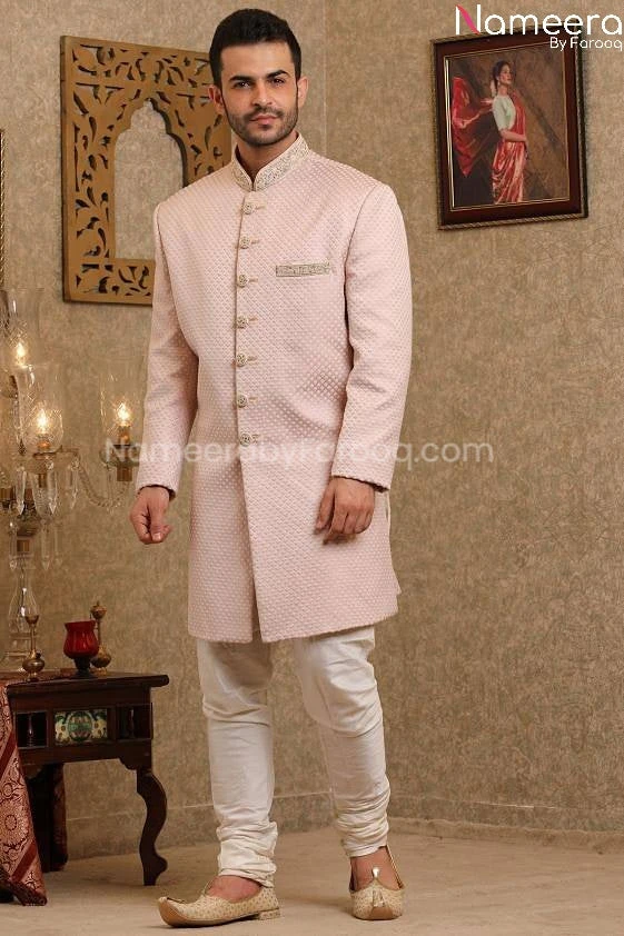 Pakistani Sherwani For Men Wedding Online 2021 #GR86 4 Pakistani Sherwani For Men Wedding Online 2021 #GR86 - Image 2