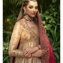 Pishwas Lehenga Golden Bridal Dress Pakistani #BS762 -LuxPak Bridal Studio Store PishwasLehengaGoldenBridalDressPakistaniOnline