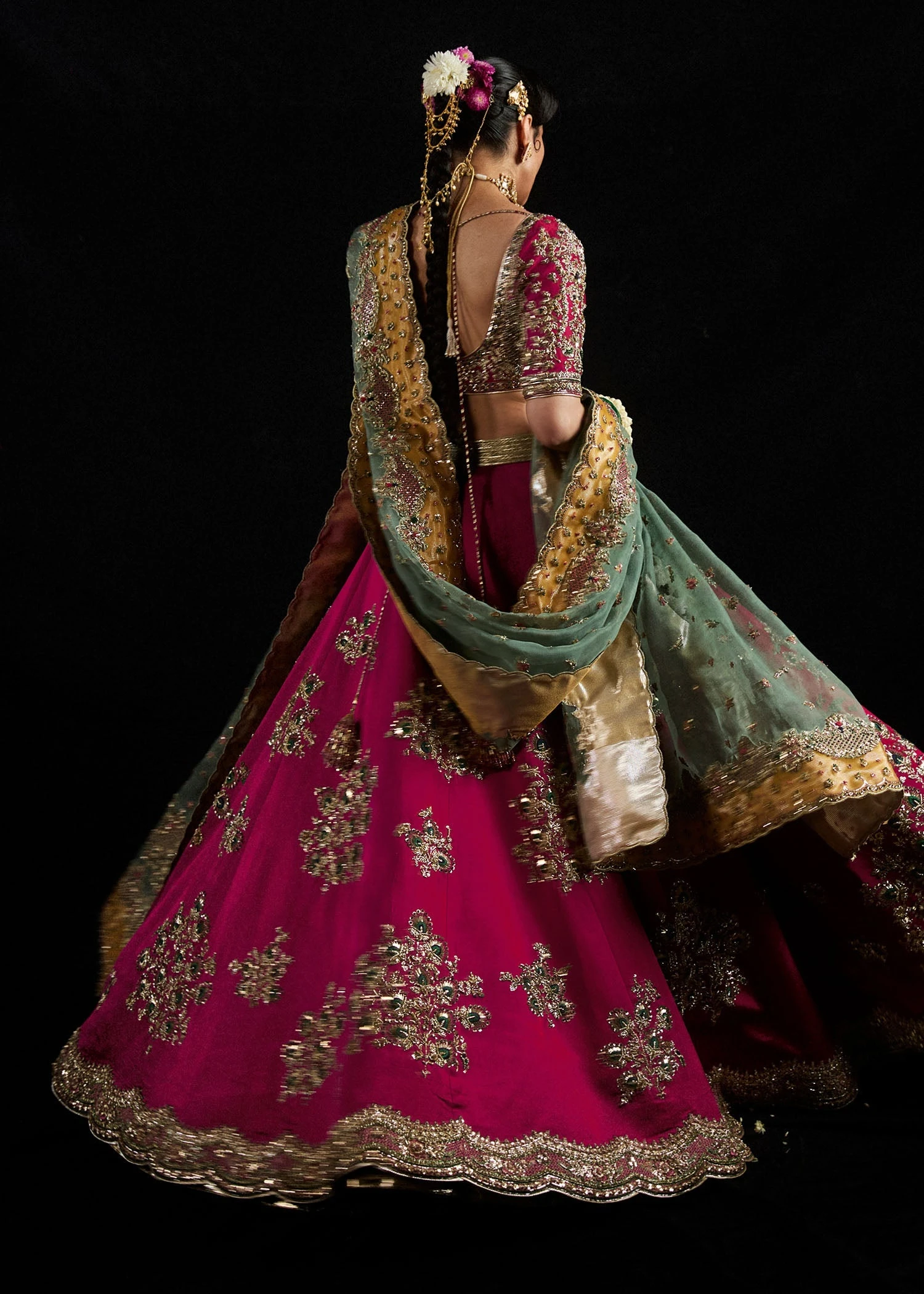 Bridal Wedding Mehndi Dress In Lehenga And Choli Style 7 Bridal Wedding Mehndi Dress In Lehenga And Choli Style - Image 5