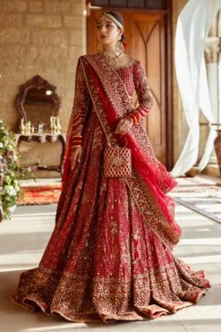 Crimson Red Lehenga Choli Dupatta Bridal Wedding Dress