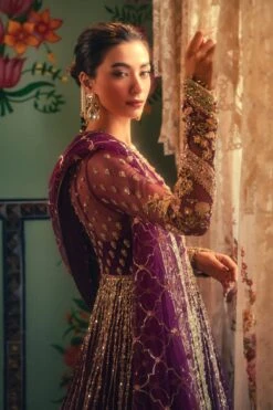 Flared Long Pishwas And Lehenga Pakistani Bridal Dress 12 Flared Long Pishwas And Lehenga Pakistani Bridal Dress -LuxPak Bridal Studio Store PremiumFlaredLongPishwasandLehengaPakistaniBridalDress