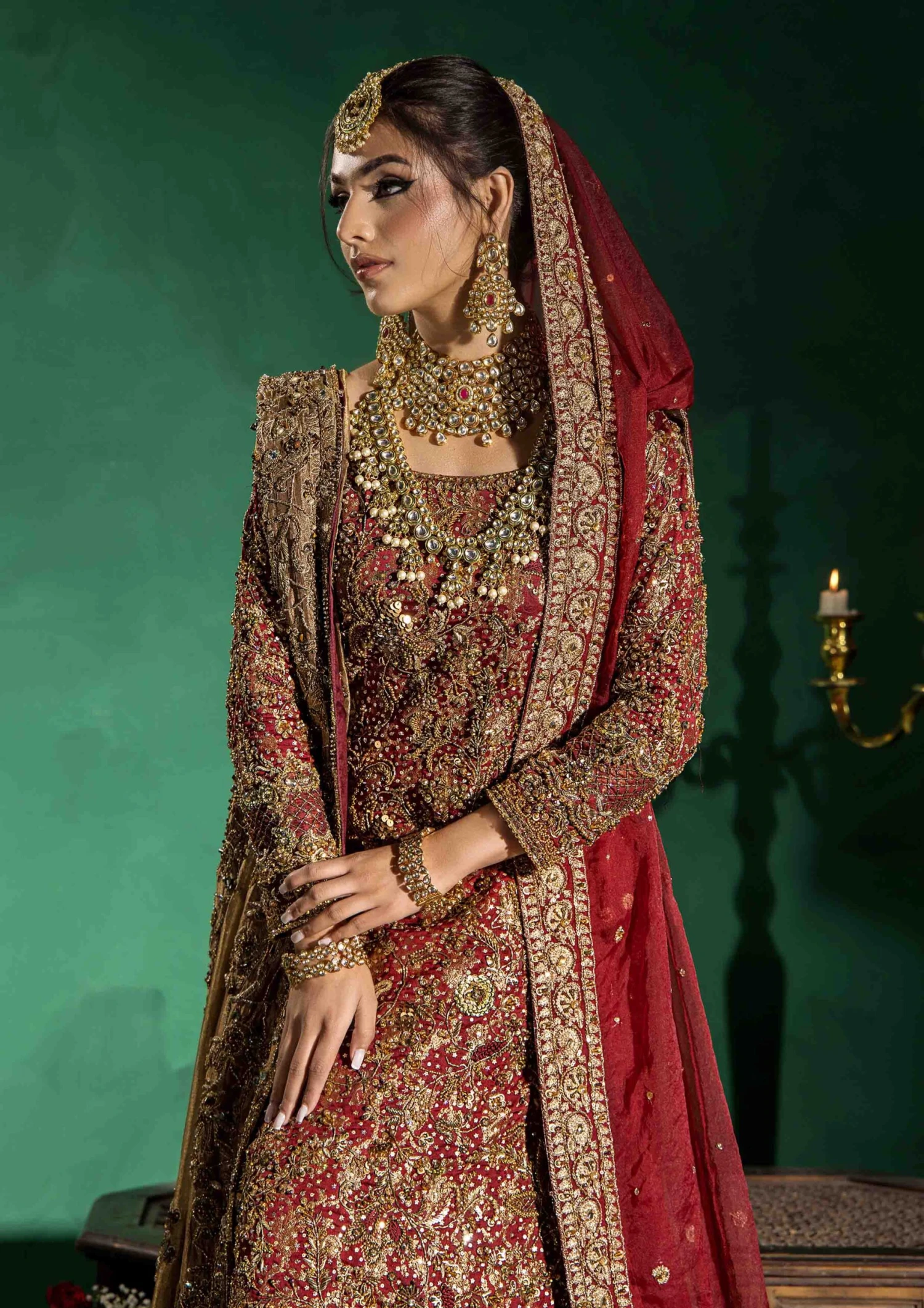 Long Shirt And Lehenga Dupatta Pakistani Bridal Dress 4 Long Shirt And Lehenga Dupatta Pakistani Bridal Dress - Image 2