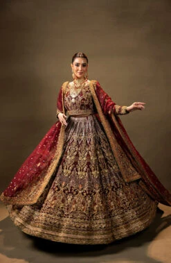 Maroon Pakistani Bridal Dress In Choli Lehenga Style -LuxPak Bridal Studio Store PremiumMaroonPakistaniBridalDressinCholiLehengaStyle