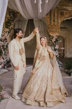 Off White Pishwas And Lehenga Pakistani Bridal Dress -LuxPak Bridal Studio Store PremiumOffWhitePishwasandLehengaPakistaniBridalDress