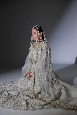 Pakistani Bridal Dress In Grey Lehenga And Choli Style -LuxPak Bridal Studio Store PremiumPakistaniBridalDressinGreyLehengaandCholiStyle