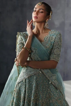 LuxPak Bridal Studio Store 23 LuxPak Bridal Studio Store -LuxPak Bridal Studio Store PremiumPakistaniBridalDressinTurquoiseCholiLehengaStyle