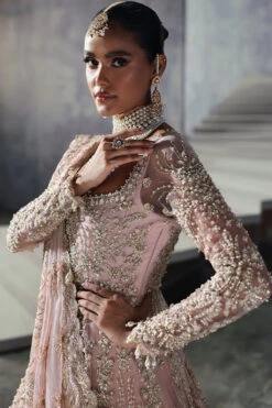 Powder Pink Pakistani Bridal Dress In Pishwas Style 14 Powder Pink Pakistani Bridal Dress In Pishwas Style -LuxPak Bridal Studio Store PremiumPowderPinkPakistaniBridalDressinPishwasStyle