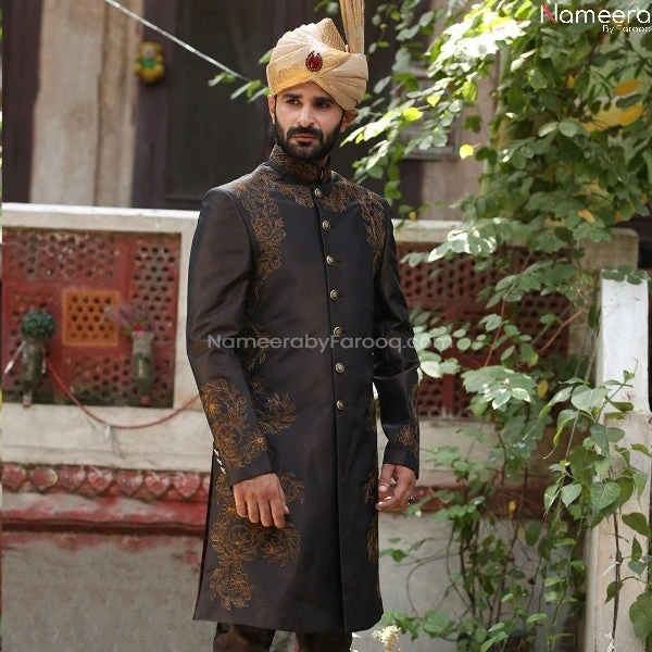 Printed Pakistani Sherwani For Groom Online 2021 #GR29 3 Printed Pakistani Sherwani For Groom Online 2021 #GR29
