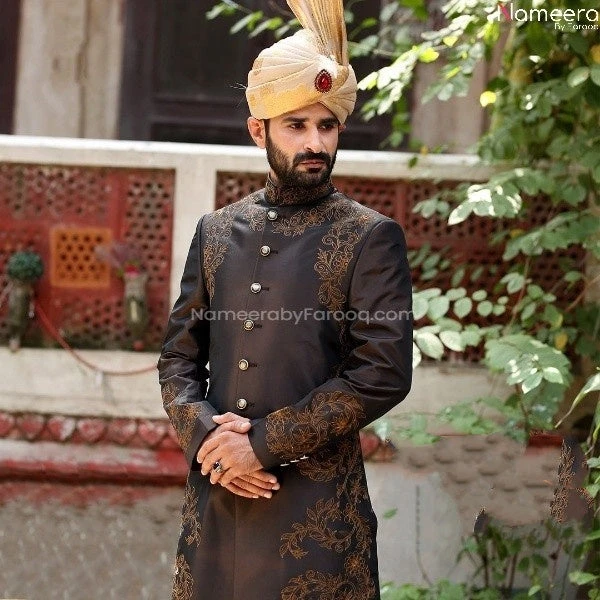 Printed Pakistani Sherwani For Groom Online 2021 #GR29 4 Printed Pakistani Sherwani For Groom Online 2021 #GR29 - Image 2