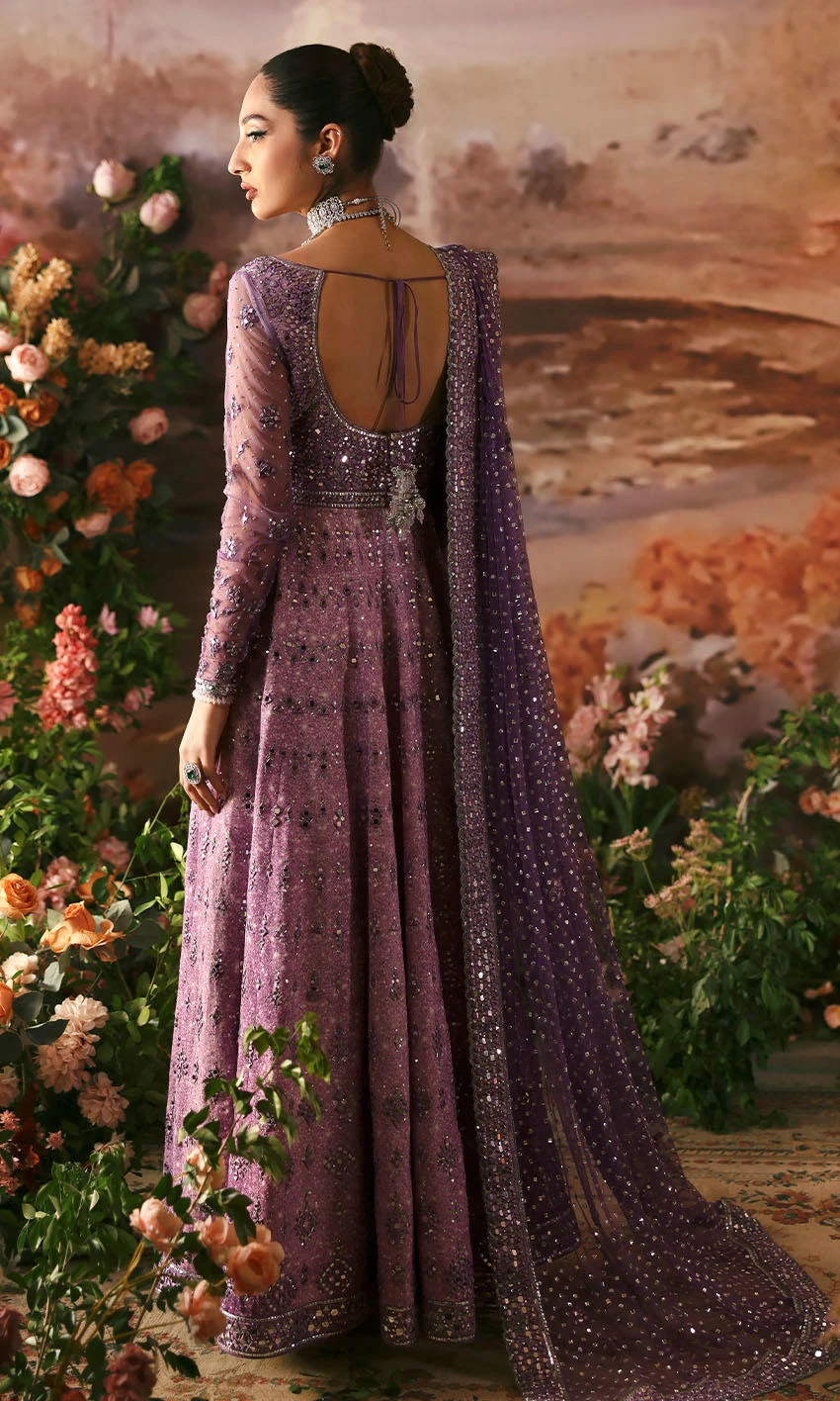 Purple Pishwas Frock Dupatta Pakistani Wedding Dress 5 Purple Pishwas Frock Dupatta Pakistani Wedding Dress - Image 3
