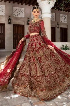 Royal Red Pakistani Bridal Dress In Lehenga Choli Style 13 Royal Red Pakistani Bridal Dress In Lehenga Choli Style -LuxPak Bridal Studio Store RedPakistaniBridalDressinLehengaCholiStyle