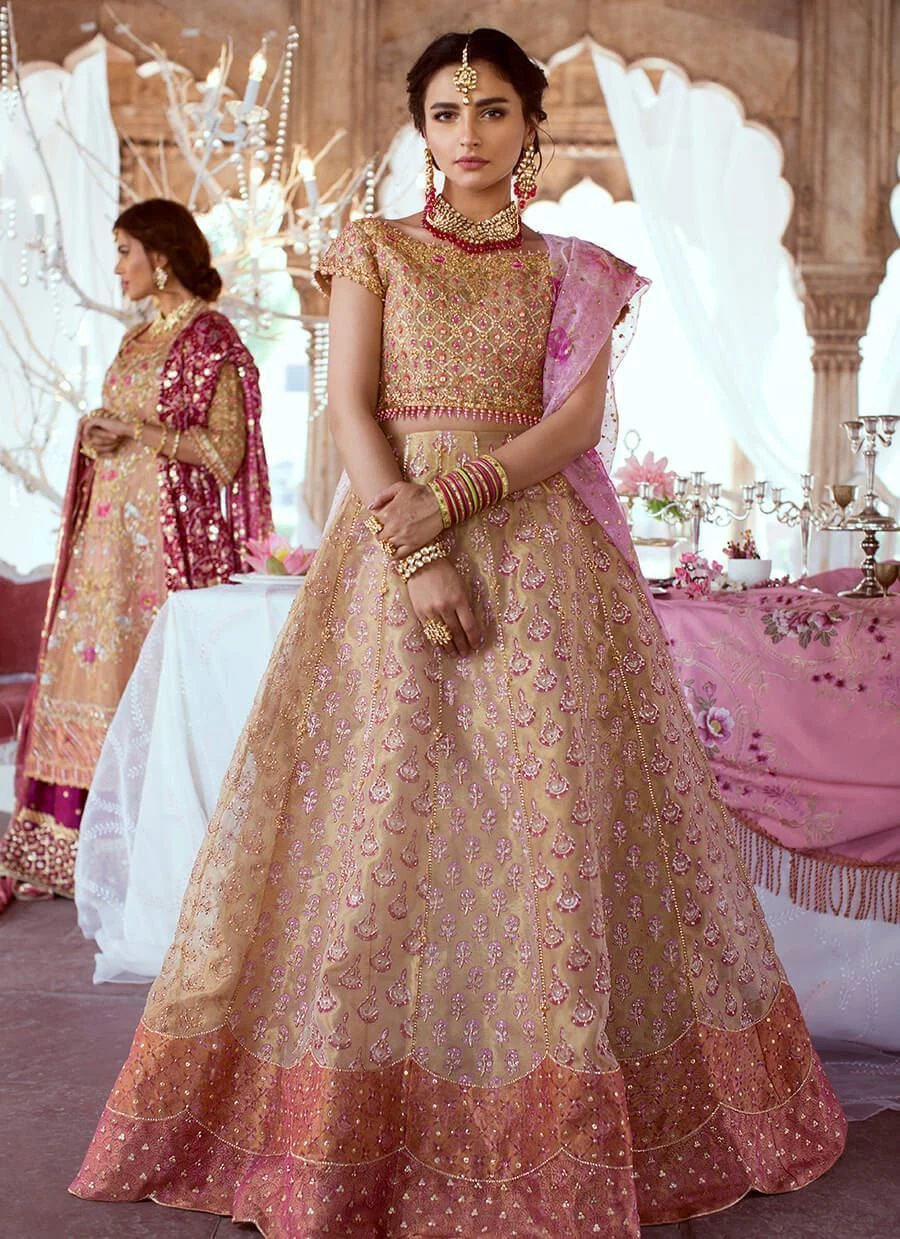 Elegant Rose Gold Lehenga Choli Pakistani Bridal Dress 3 Elegant Rose Gold Lehenga Choli Pakistani Bridal Dress