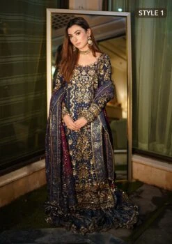 Royal Blue Embroidered Pakistani Wedding Dress In Kameez Gharara Style -LuxPak Bridal Studio Store RoyalBlueEmbroideredPakistaniWeddingDressKameezGhararaStyle