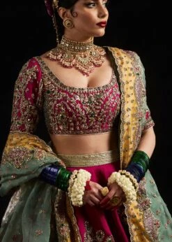 Bridal Wedding Mehndi Dress In Lehenga And Choli Style 11 Bridal Wedding Mehndi Dress In Lehenga And Choli Style -LuxPak Bridal Studio Store RoyalBridalWeddingMehndiDressinLehengaandCholiStyle