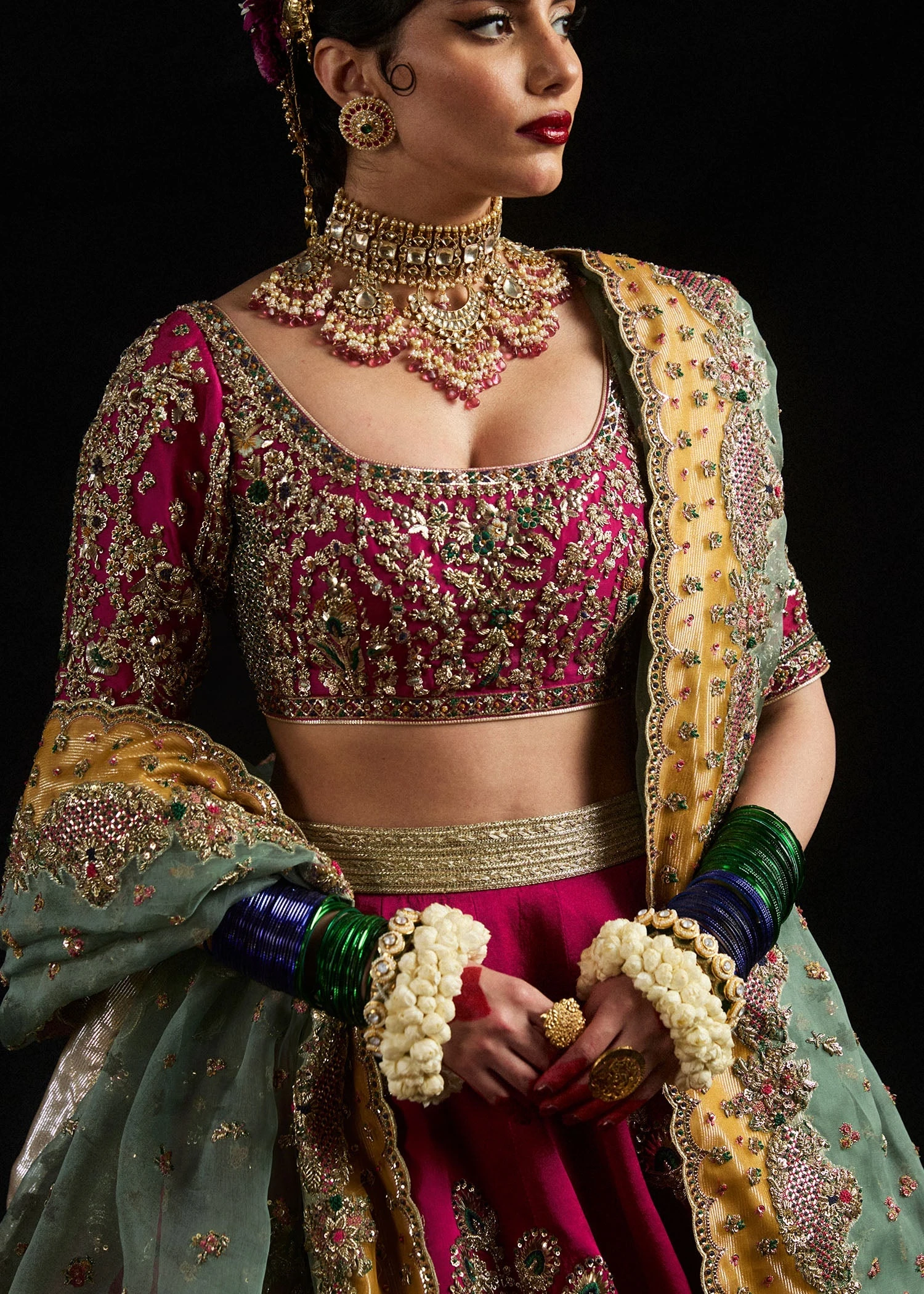 Bridal Wedding Mehndi Dress In Lehenga And Choli Style 6 Bridal Wedding Mehndi Dress In Lehenga And Choli Style - Image 4