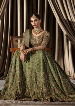 Green Lehenga Choli And Dupatta Pakistani Bridal Dress 12 Green Lehenga Choli And Dupatta Pakistani Bridal Dress -LuxPak Bridal Studio Store RoyalGreenLehengaCholiandDupattaPakistaniBridalDress