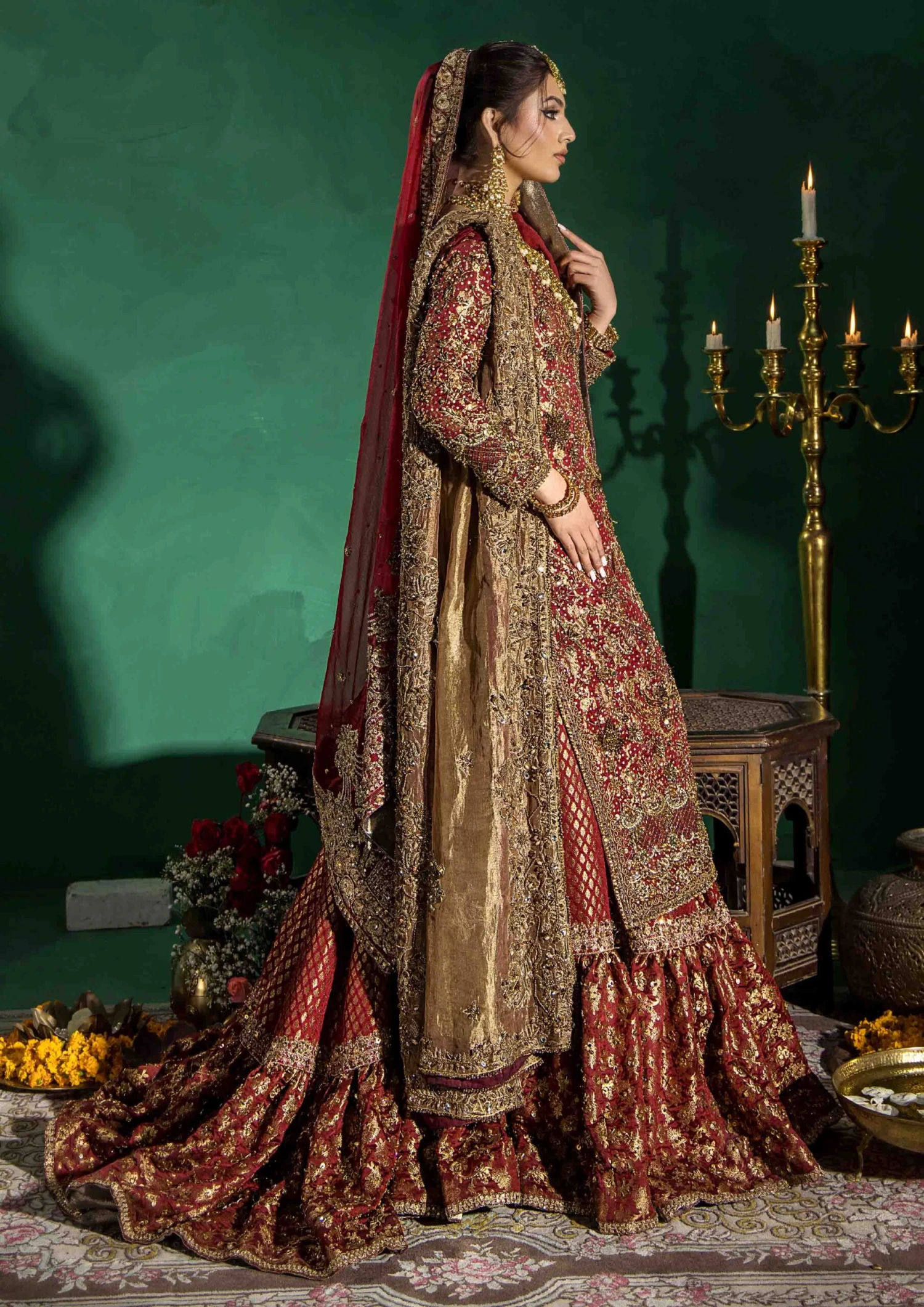 Long Shirt And Lehenga Dupatta Pakistani Bridal Dress 7 Long Shirt And Lehenga Dupatta Pakistani Bridal Dress - Image 5