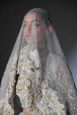 Pakistani Bridal Dress In Grey Lehenga And Choli Style -LuxPak Bridal Studio Store RoyalPakistaniBridalDressinGreyLehengaandCholiStyle