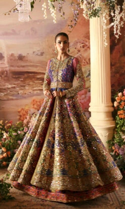 Pakistani Bridal Dress In Open Frock And Lehenga Style -LuxPak Bridal Studio Store RoyalPakistaniBridalDressinOpenFrockandLehengaStyle