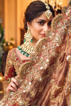 Pakistani Bridal Dress In Red Kameez And Lehenga Style 9 Pakistani Bridal Dress In Red Kameez And Lehenga Style -LuxPak Bridal Studio Store RoyalPakistaniBridalDressinRedKameezandLehengaStyle