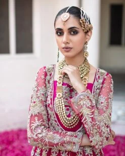 Pakistani Bridal Outfit In Magenta Lehenga Gown Style -LuxPak Bridal Studio Store RoyalPakistaniBridalOutfitinMagentaLehengaGownStyle