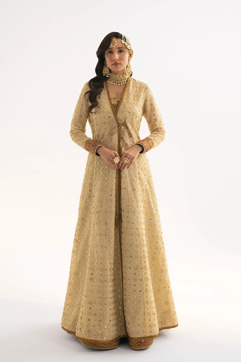 Pakistani Wedding Dress In Ivory Angrakha Frock Style 6 Pakistani Wedding Dress In Ivory Angrakha Frock Style - Image 4
