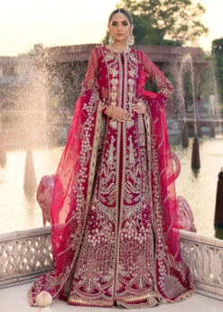 Pakistani Wedding Dress In Open Gown Lehenga Style -LuxPak Bridal Studio Store RoyalPakistaniWeddingDressinOpenGownLehengaStyle
