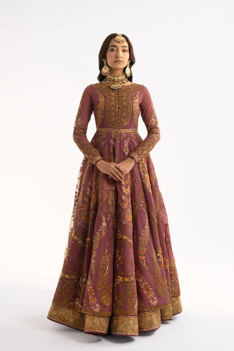 Pakistani Wedding Dress In Purple Anarkali Frock Style 7 Pakistani Wedding Dress In Purple Anarkali Frock Style - Image 5