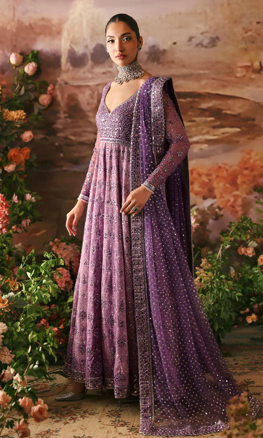 Purple Pishwas Frock Dupatta Pakistani Wedding Dress 6 Purple Pishwas Frock Dupatta Pakistani Wedding Dress - Image 4