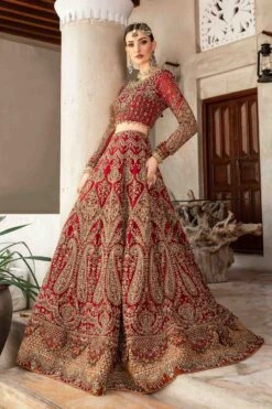 Royal Red Pakistani Bridal Dress In Lehenga Choli Style 10 Royal Red Pakistani Bridal Dress In Lehenga Choli Style -LuxPak Bridal Studio Store RoyalRedPakistaniBridalDressinLehengaandCholiStyle