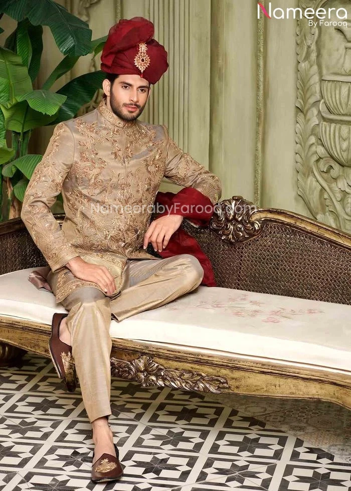 Designer Mens Sherwani For Boys For Wedding Wear #GN37 4 Designer Mens Sherwani For Boys For Wedding Wear #GN37 - Image 2