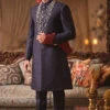Pakistani Men Blue Sherwani With Dupatta Shawl #GN73 -LuxPak Bridal Studio Store SherwaniwithDupattaShawl