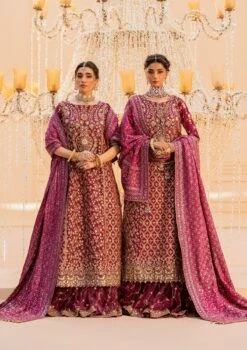 Shocking Pink Embellished Pakistani WeddingDress Kameez Gharara