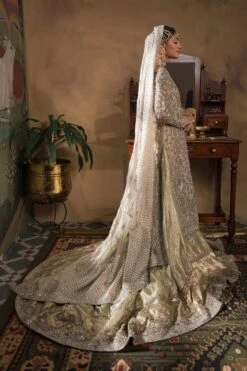 Silver Mint Pakistani Bridal Dress Classic Farshi Bridal Lehenga -LuxPak Bridal Studio Store Silver Mint Pakistani Bridal Classic Farshi Bridal Lehenga