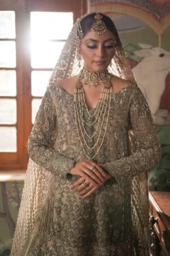 Silver Mint Pakistani Bridal Dress Classic Farshi Bridal Lehenga -LuxPak Bridal Studio Store Silver Mint Pakistani Bridal Dress Classic Bridal Lehenga