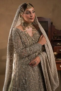 Silver Mint Pakistani Bridal Dress Classic Farshi Bridal Lehenga -LuxPak Bridal Studio Store Silver Mint Pakistani Bridal Dress Farshi Bridal Lehenga