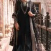 Traditional Black Embroidered Pakistani Wedding Dress Kameez Gharara