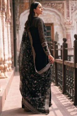 Traditional Black Embroidered Pakistani Wedding Dress Kameez Gharara -LuxPak Bridal Studio Store TraditionalBlackPakistaniWeddingDressKameezGharara
