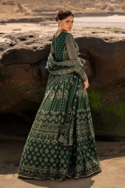 Traditional Bottle Green Embroidered Pakistani Wedding Dress Pishwas -LuxPak Bridal Studio Store TraditionalBottleGreenPakistaniWeddingDressPishwas