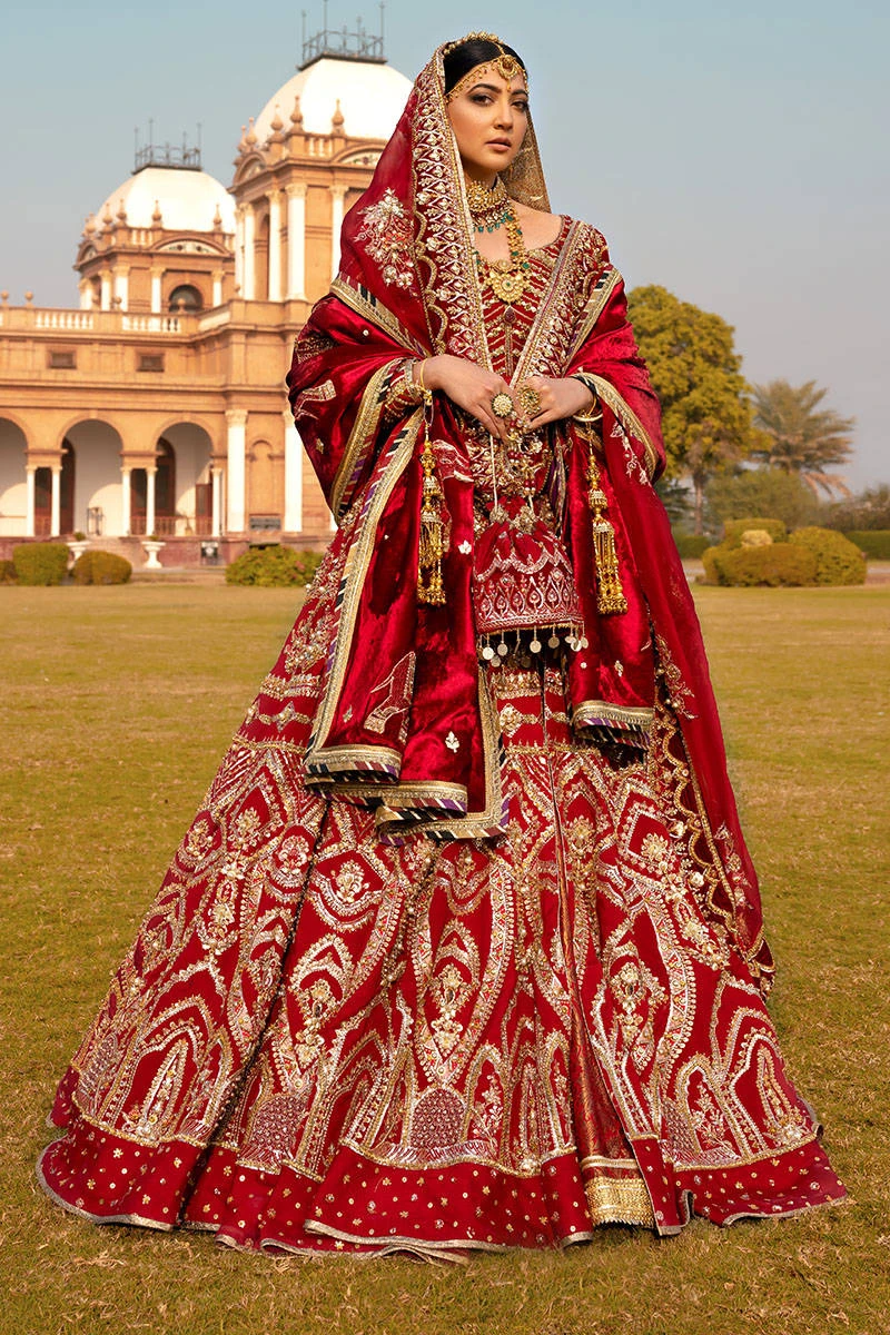Bridal Pishwas With Gharara Red Pakistani Dress #BS767 5 Bridal Pishwas With Gharara Red Pakistani Dress #BS767 - Image 3