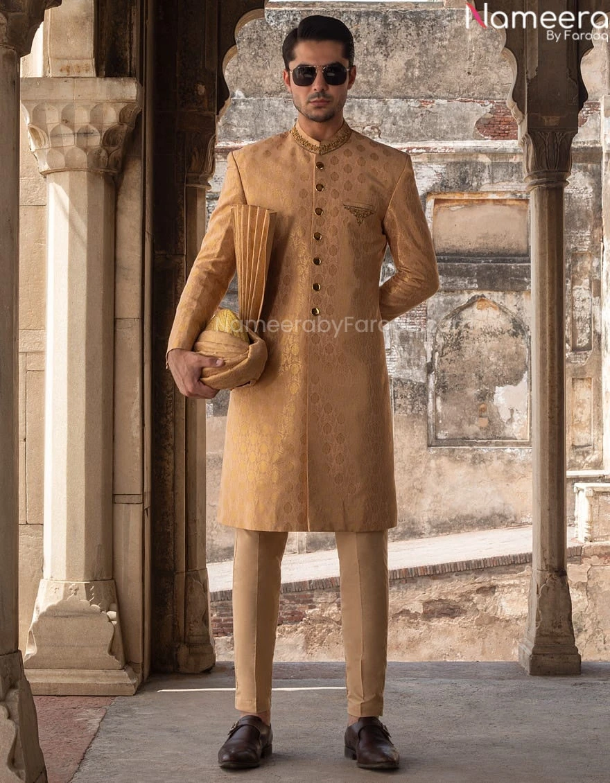 Premium Designer Brown Sherwani For Wedding Wear #GN26 3 Premium Designer Brown Sherwani For Wedding Wear #GN26