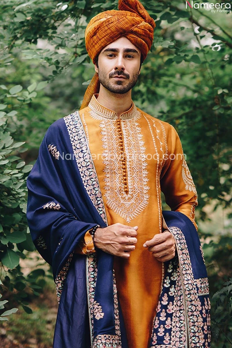 Pakistani Salwar Kameez Men's Sherwani Attire #GN52 4 Pakistani Salwar Kameez Men's Sherwani Attire #GN52 - Image 2