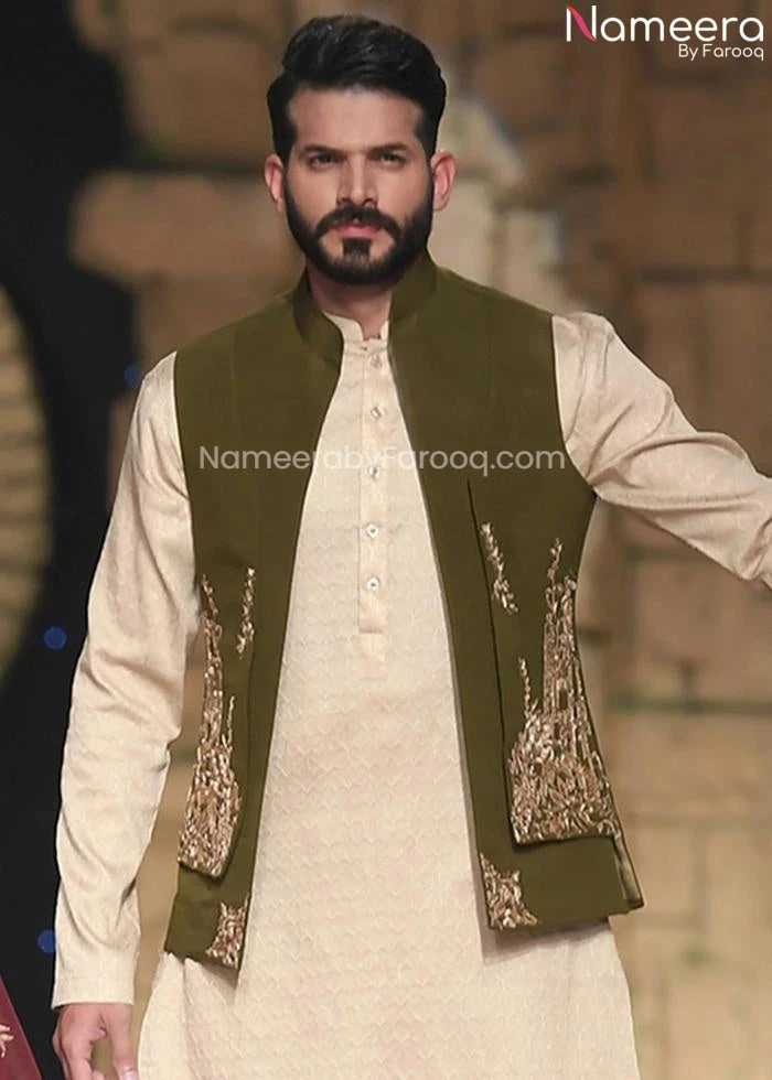 Wedding Waistcoat In Pakistani Mens Sherwani Style #GN34 4 Wedding Waistcoat In Pakistani Mens Sherwani Style #GN34 - Image 2